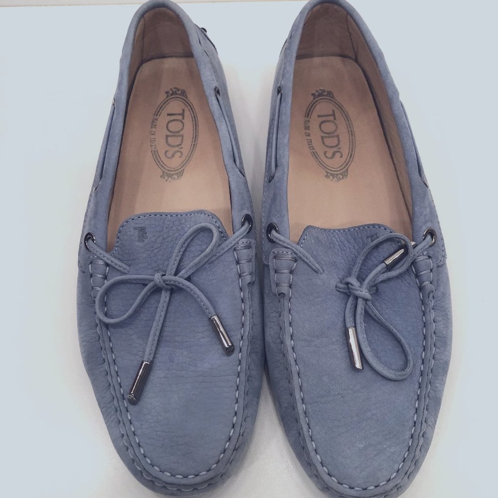 Women's Tod's Light Blue Suede Driving Loafers EU Size 40